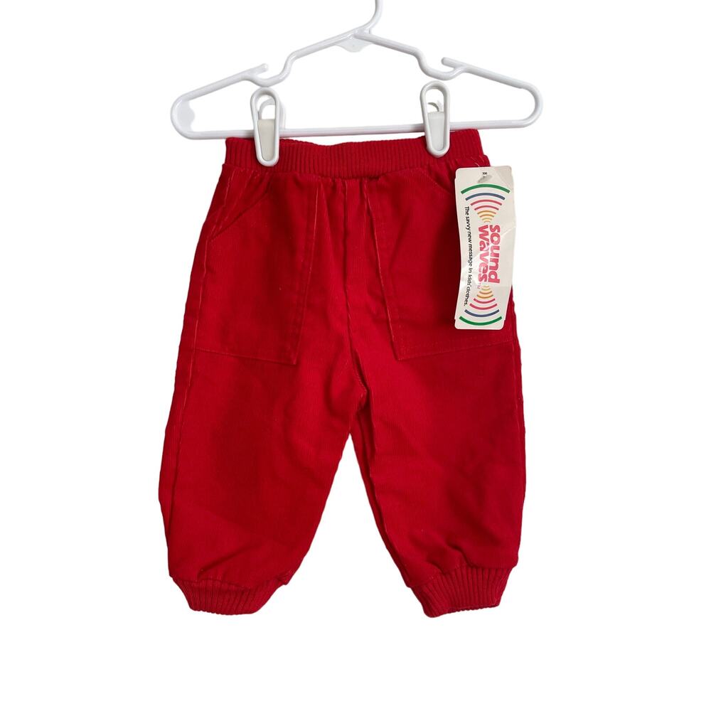 Sound Waves vintage red corduroy joggers pockets elastic waist solid Size 12mo
